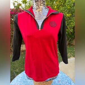 Ralph Lauren Red and Black Women's Half-Zip Sweatshirt
